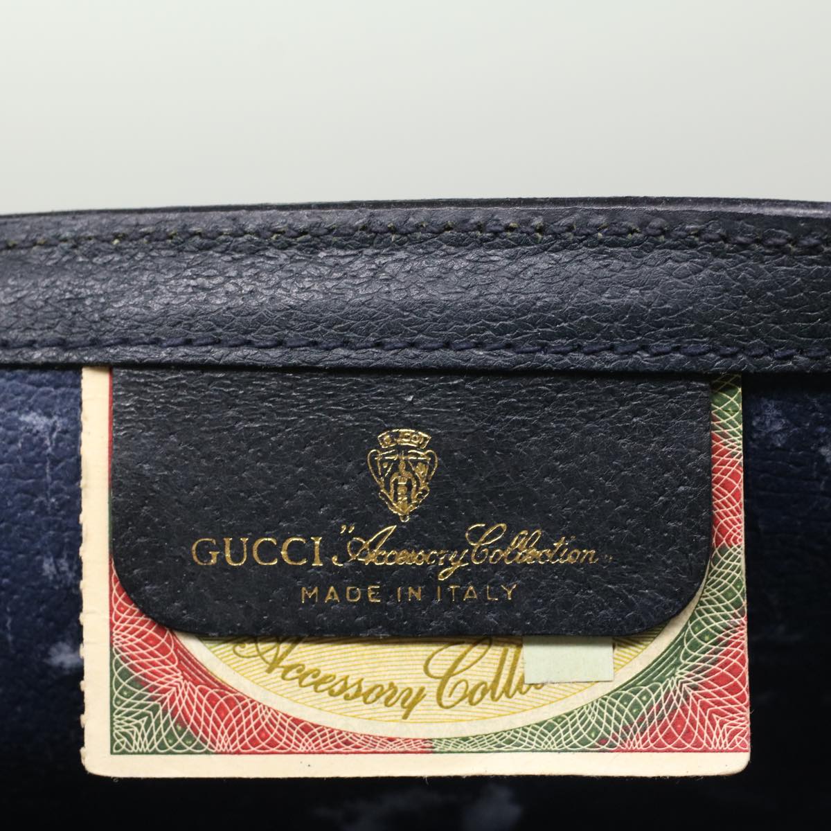 GUCCI GG Canvas Sherry Line Clutch Bag PVC Leather Navy Red 53647