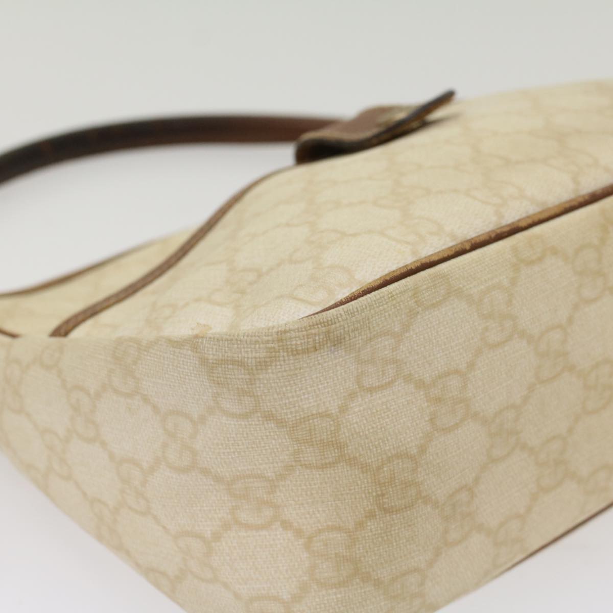 GUCCI GG Canvas Shoulder Bag PVC Leather White Brown 53649