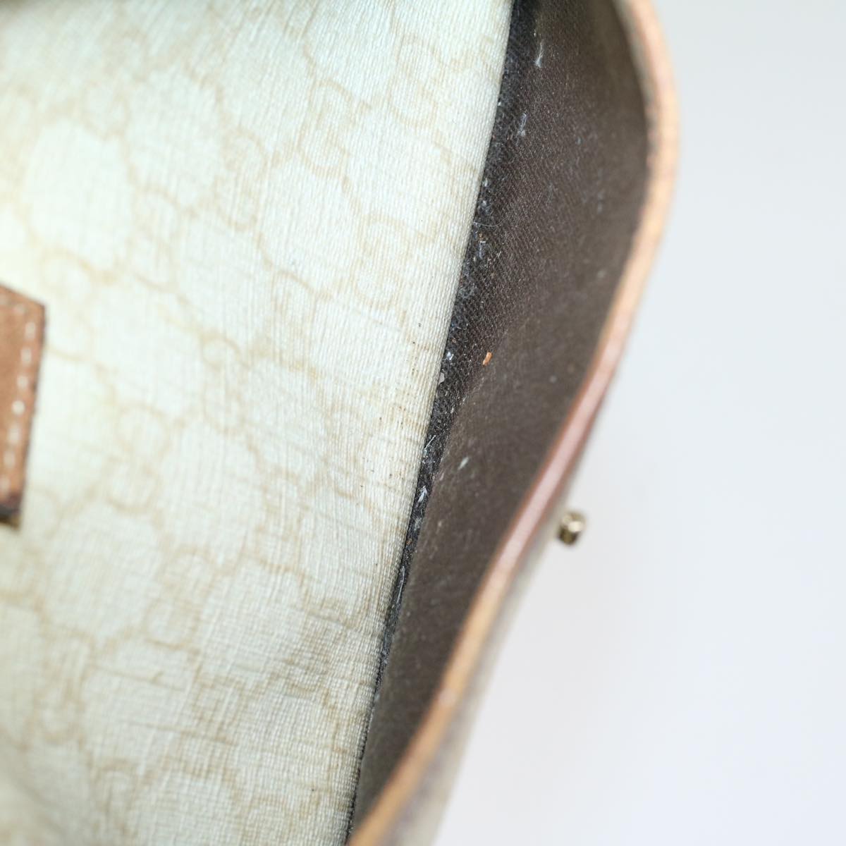 GUCCI GG Canvas Shoulder Bag PVC Leather White Brown 53649