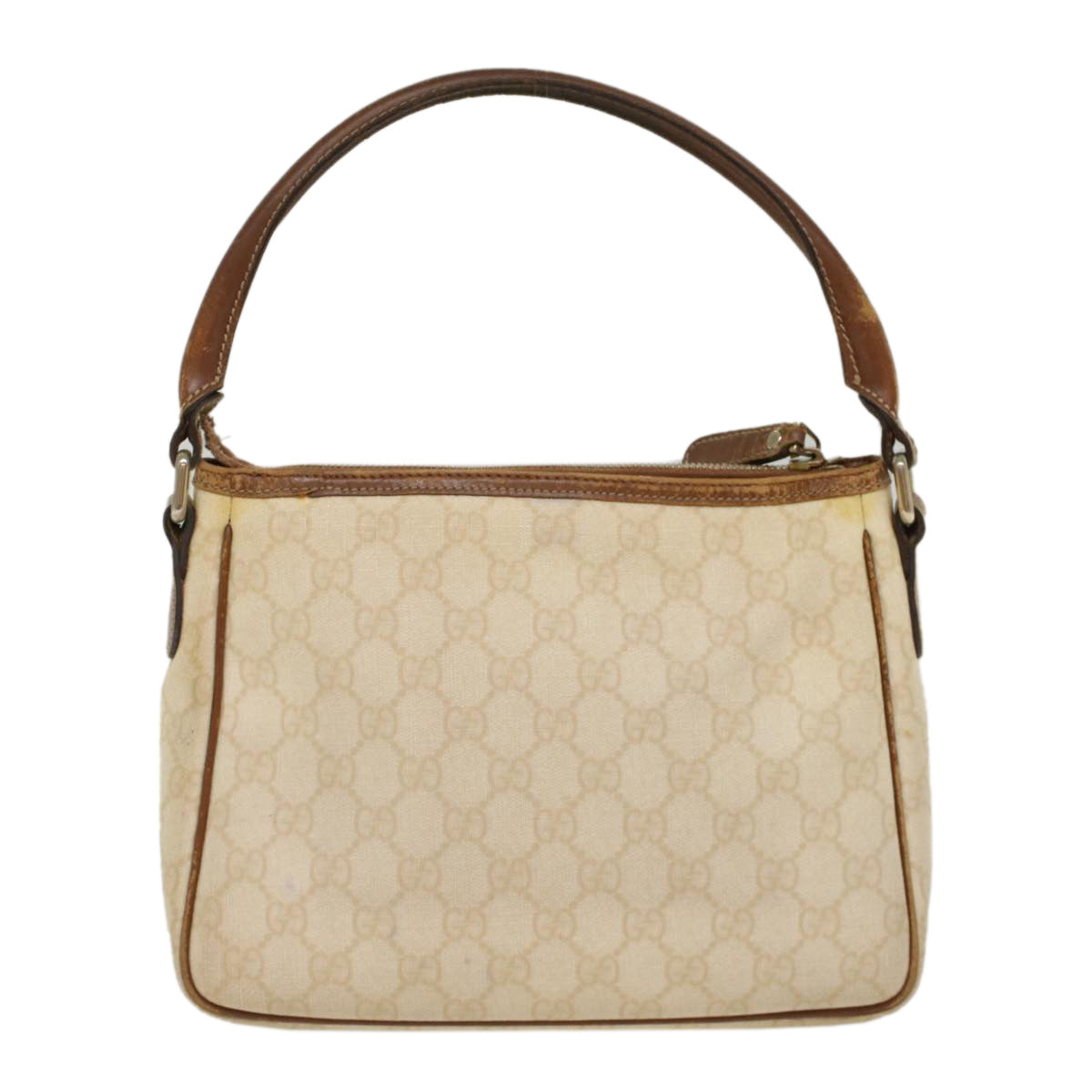 GUCCI GG Canvas Shoulder Bag PVC Leather White Brown 53649