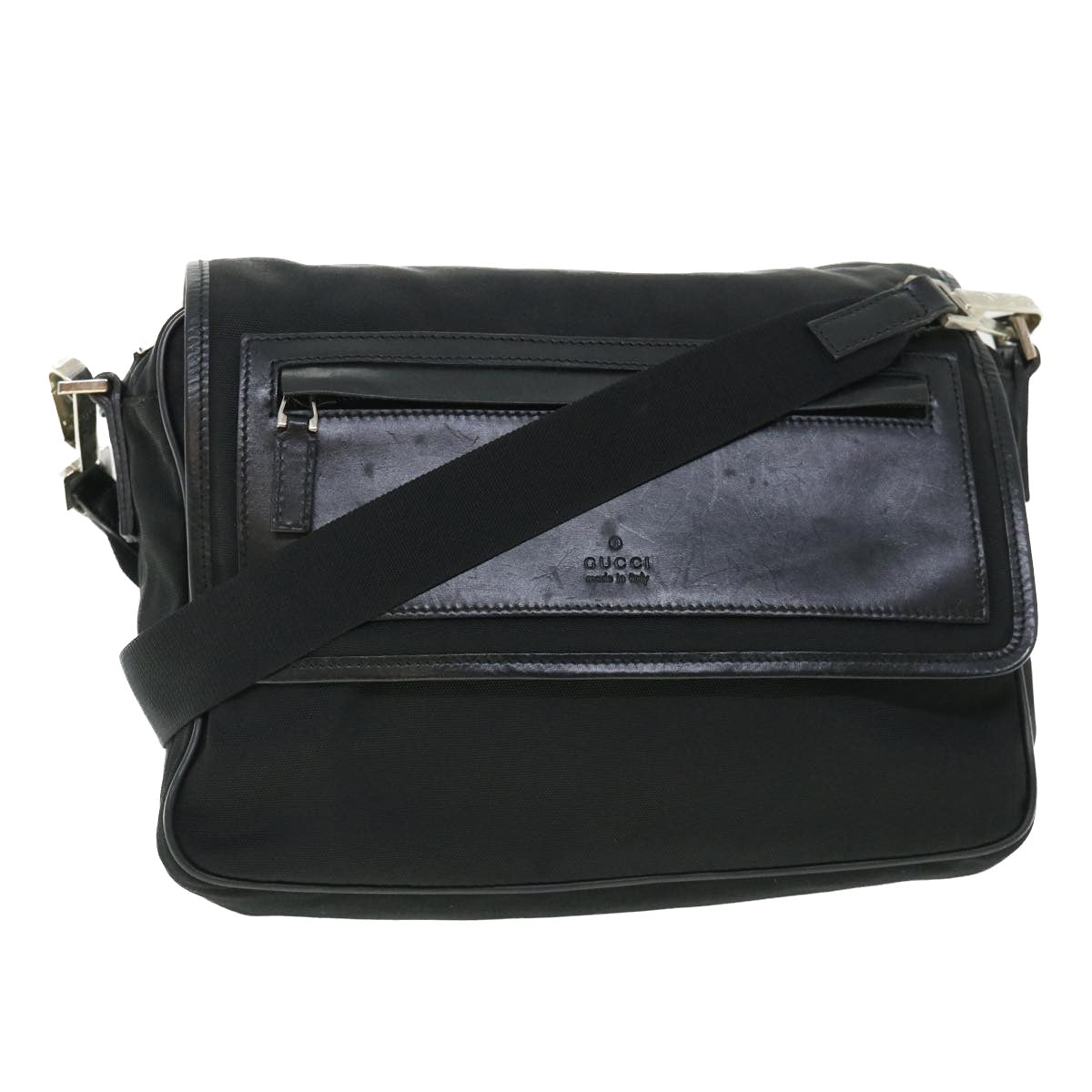 GUCCI Shoulder Bag Nylon Leather Black 53651
