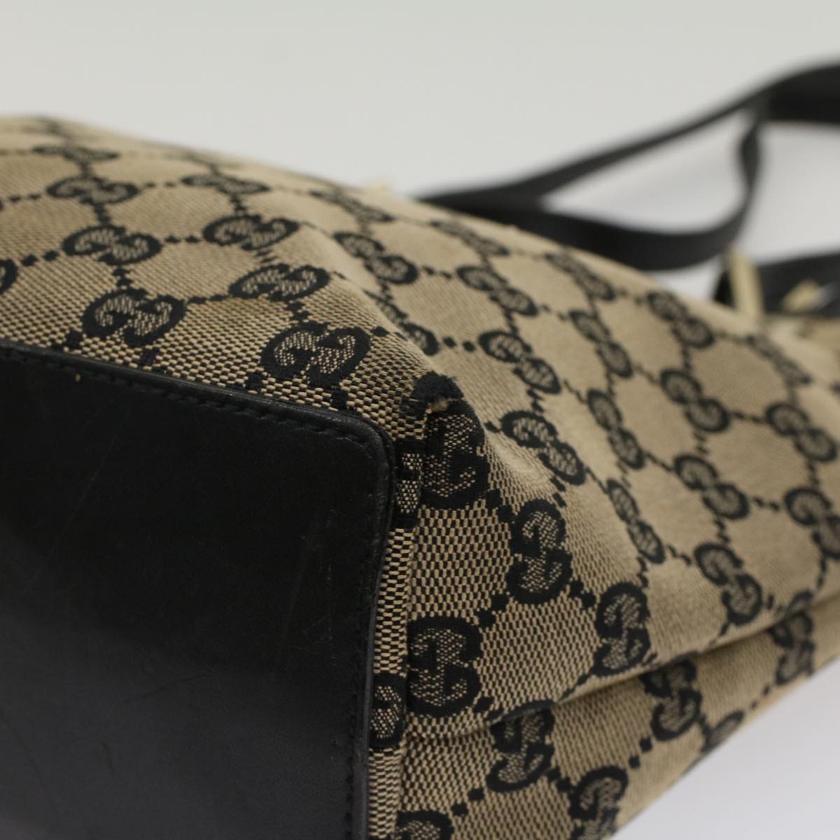 GUCCI GG Canvas Tote Bag Beige Navy 53653
