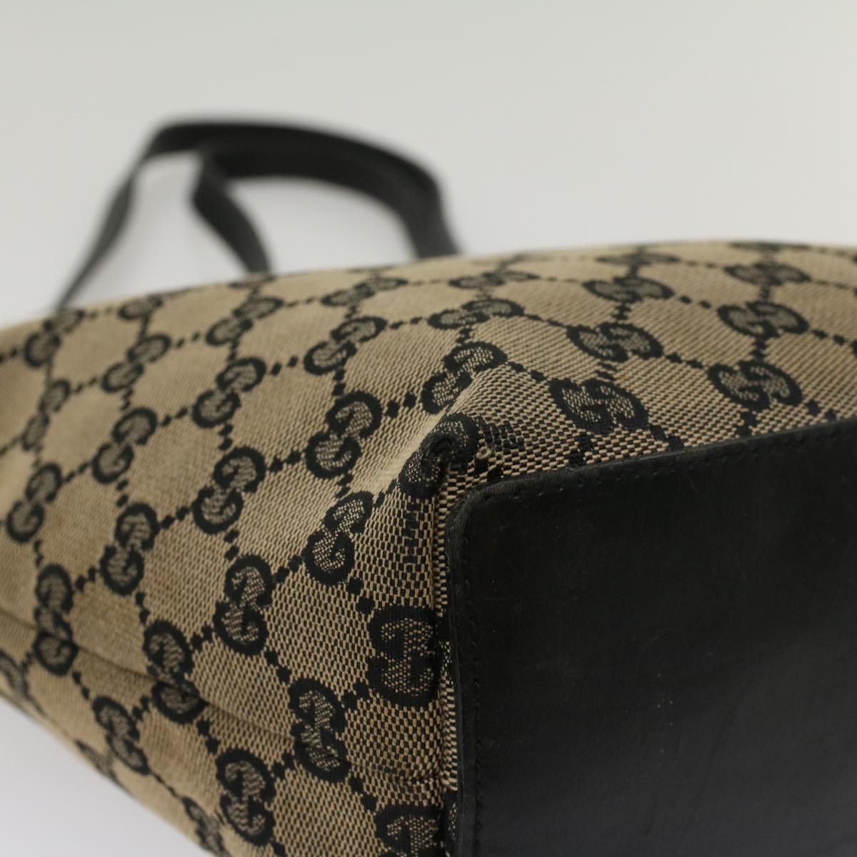 GUCCI GG Canvas Tote Bag Beige Navy 53653