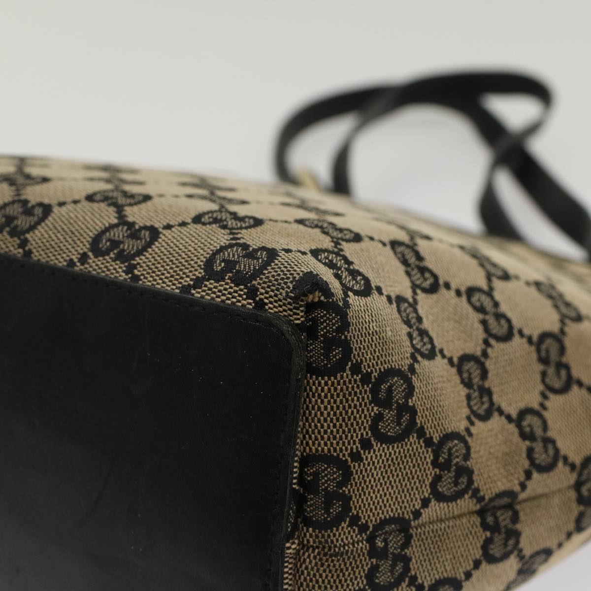 GUCCI GG Canvas Tote Bag Beige Navy 53653
