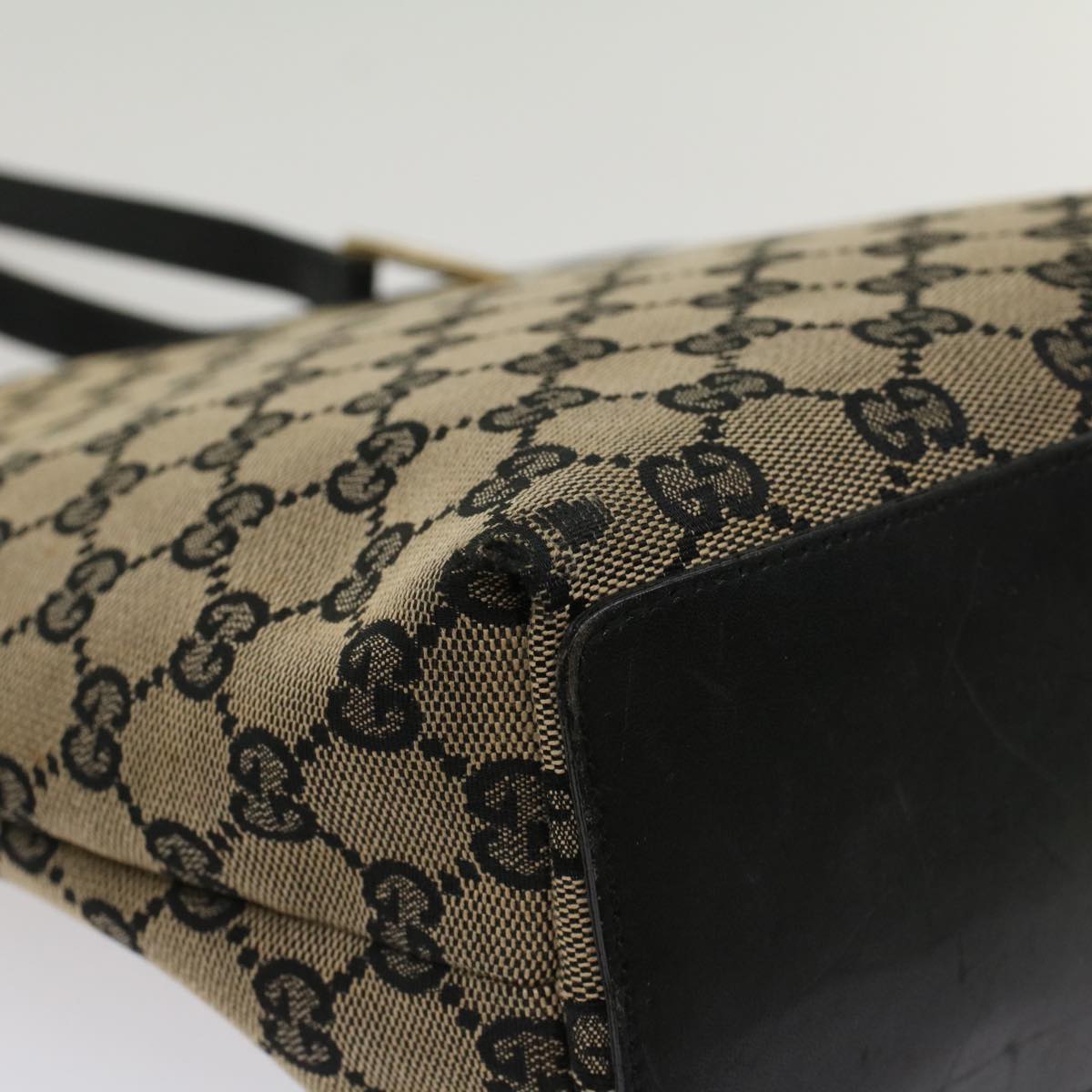 GUCCI GG Canvas Tote Bag Beige Navy 53653