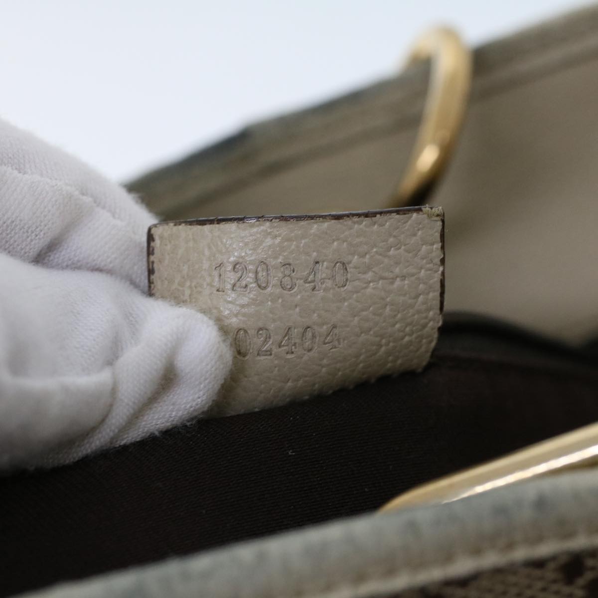 GUCCI GG Canvas Hand Bag Canvas Leather Beige White 53654