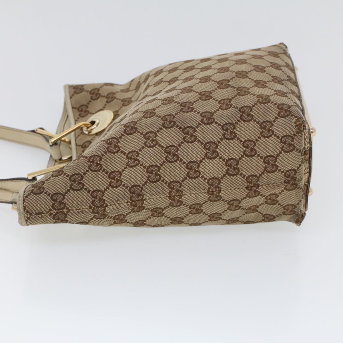 GUCCI GG Canvas Hand Bag Canvas Leather Beige White 53654