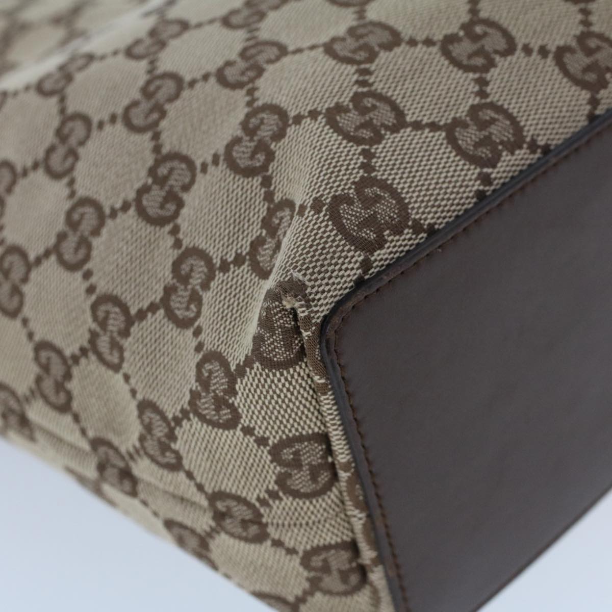 GUCCI GG Canvas Hand Bag Canvas Leather Beige Brown 53655