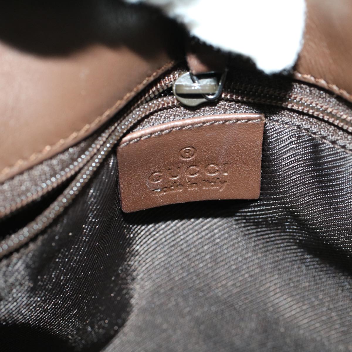 GUCCI GG Canvas Hand Bag Canvas Leather Beige Brown 53655
