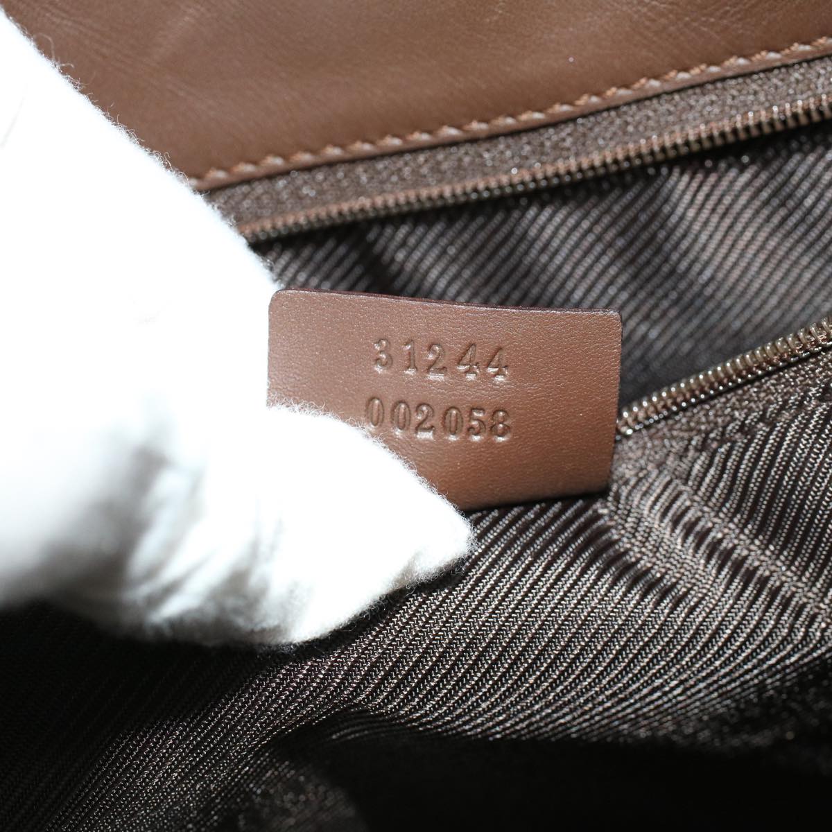 GUCCI GG Canvas Hand Bag Canvas Leather Beige Brown 53655