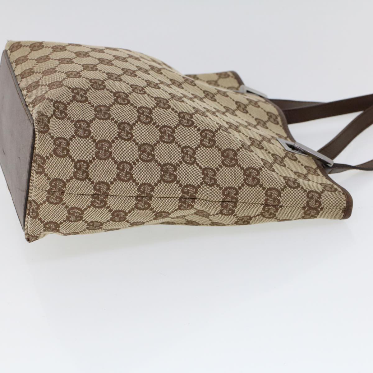 GUCCI GG Canvas Hand Bag Canvas Leather Beige Brown 53655
