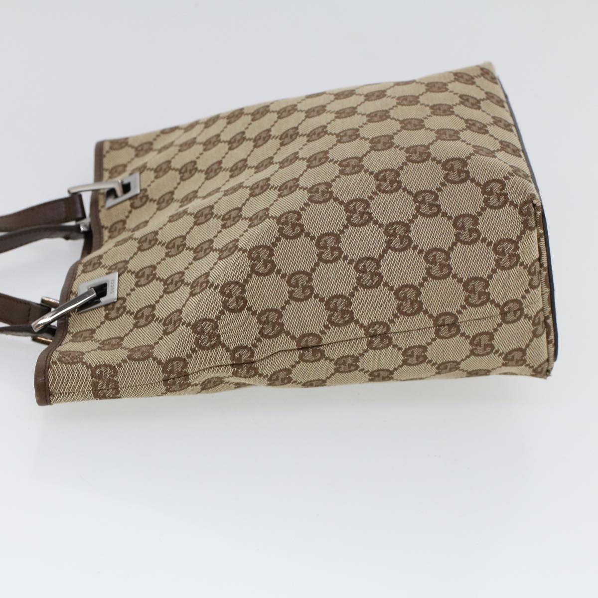 GUCCI GG Canvas Hand Bag Canvas Leather Beige Brown 53655