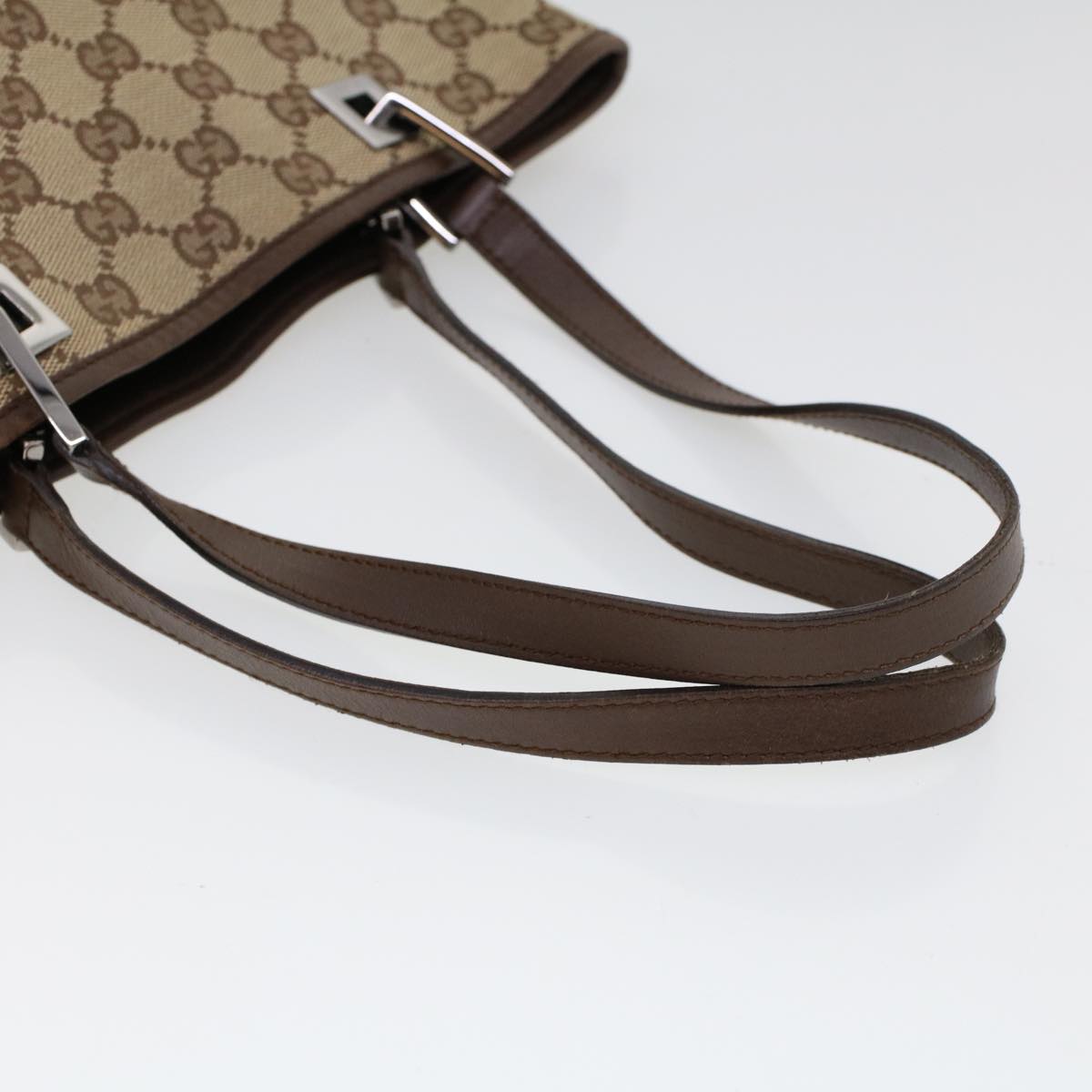 GUCCI GG Canvas Hand Bag Canvas Leather Beige Brown 53655