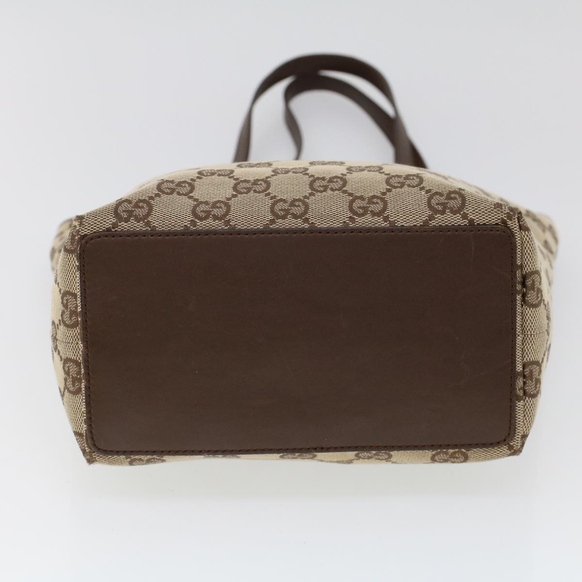 GUCCI GG Canvas Hand Bag Canvas Leather Beige Brown 53655