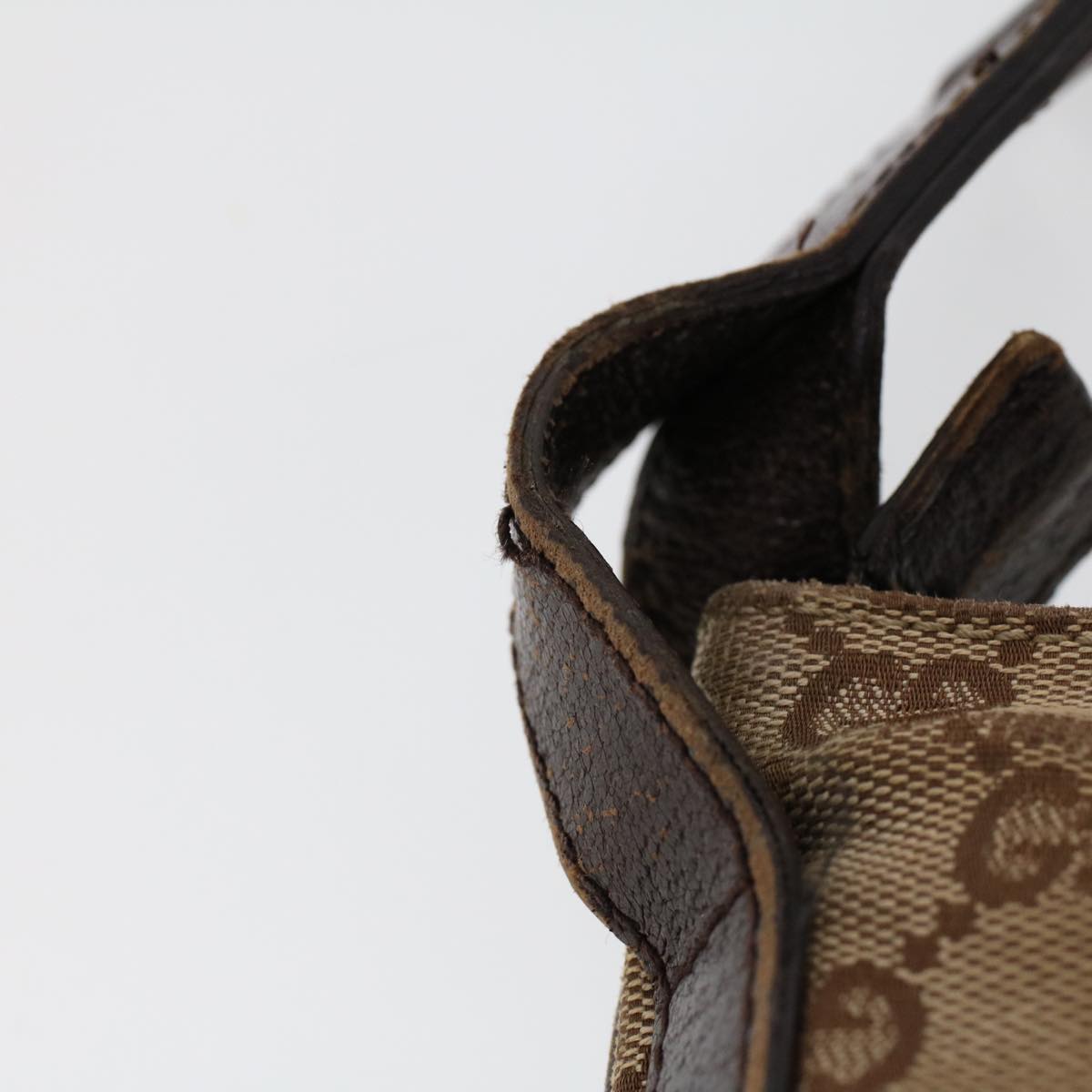 GUCCI GG Canvas Shoulder Bag Canvas Leather Beige Brown 53656