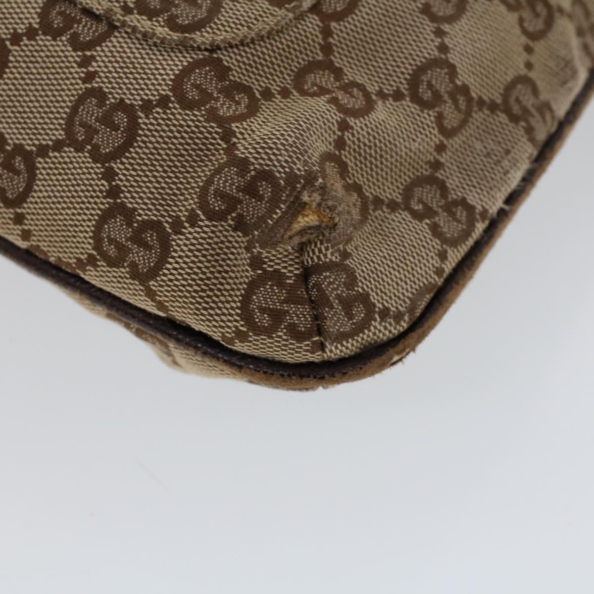 GUCCI GG Canvas Shoulder Bag Canvas Leather Beige Brown 53656
