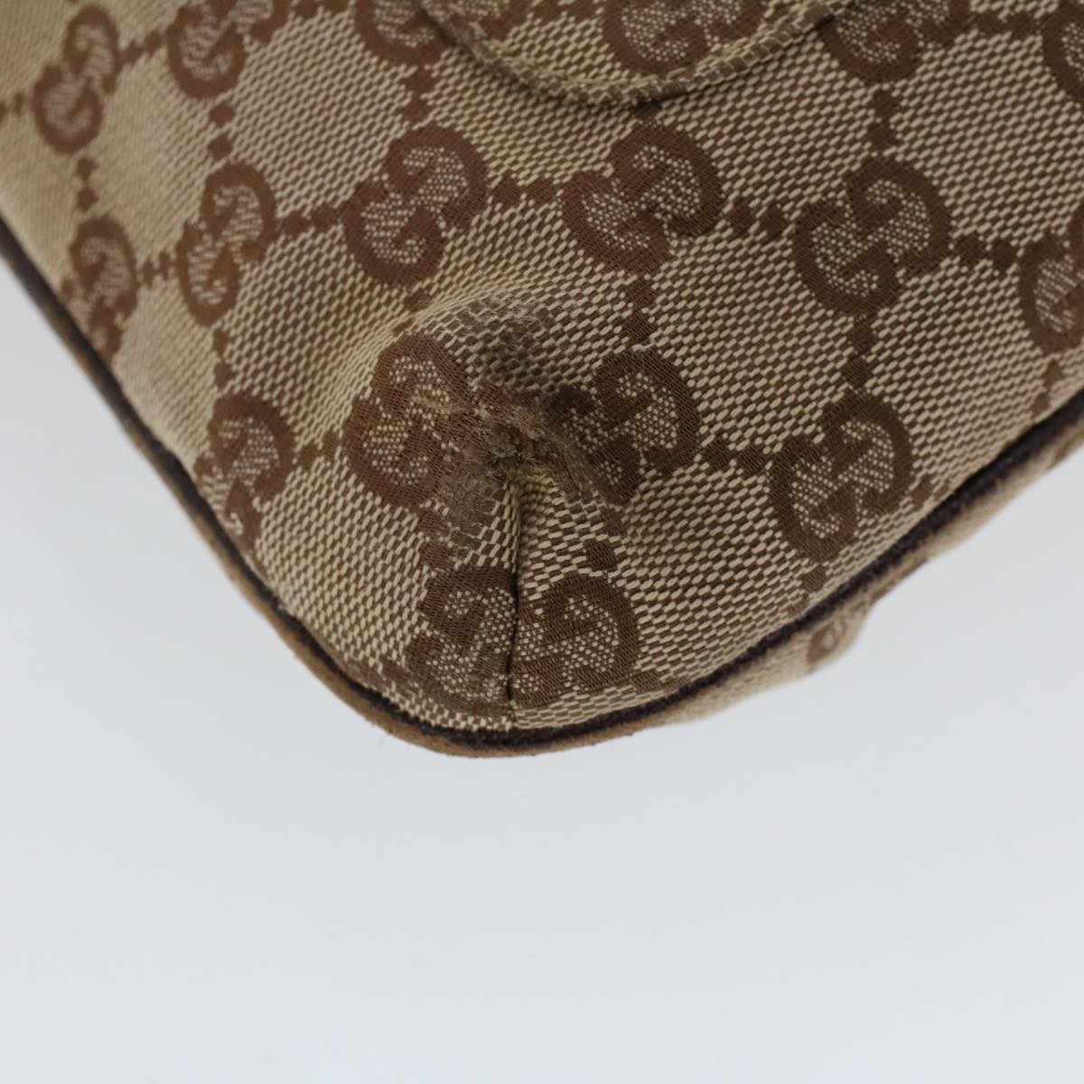 GUCCI GG Canvas Shoulder Bag Canvas Leather Beige Brown 53656