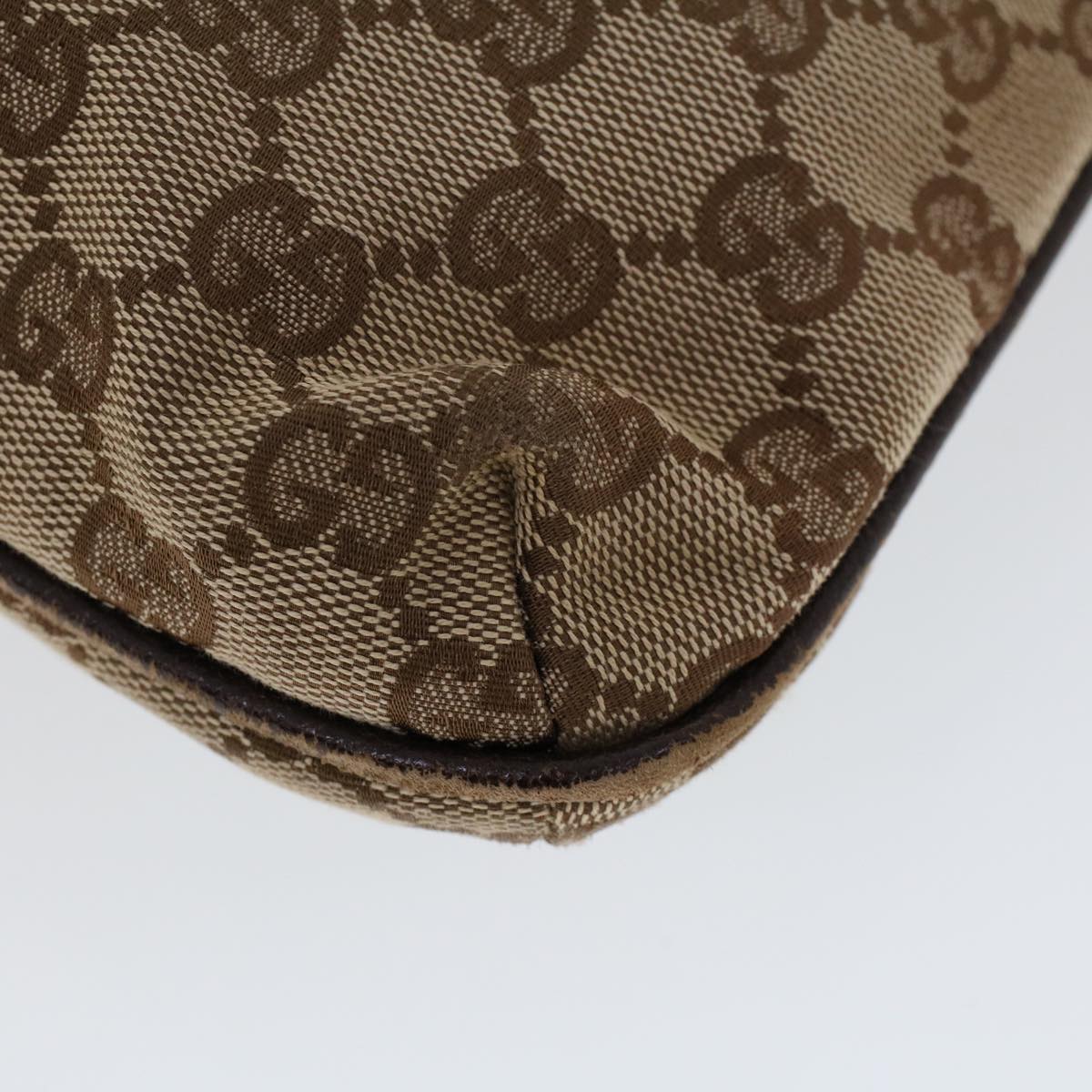 GUCCI GG Canvas Shoulder Bag Canvas Leather Beige Brown 53656