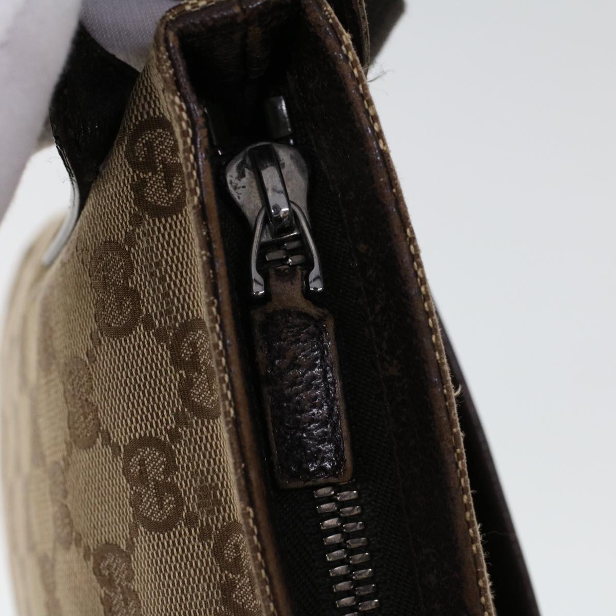 GUCCI GG Canvas Shoulder Bag Canvas Leather Beige Brown 53656