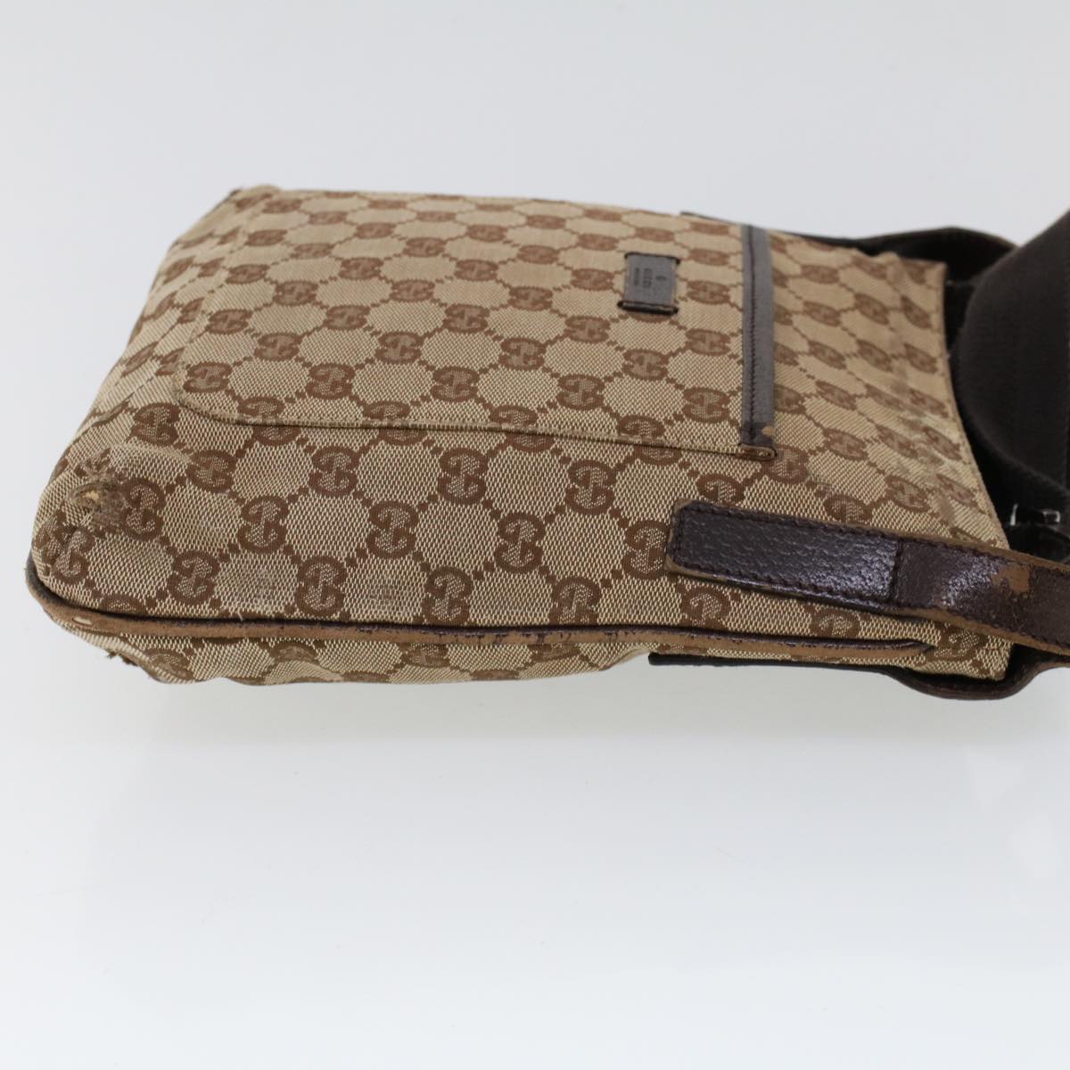 GUCCI GG Canvas Shoulder Bag Canvas Leather Beige Brown 53656