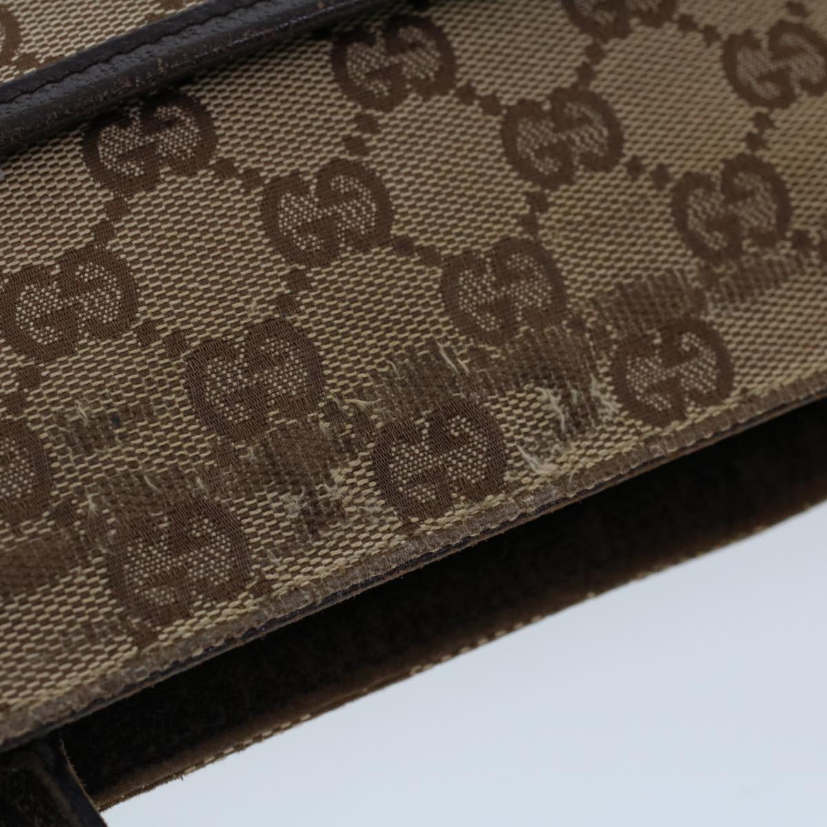 GUCCI GG Canvas Shoulder Bag Canvas Leather Beige Brown 53656