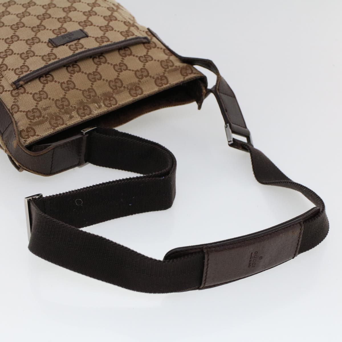 GUCCI GG Canvas Shoulder Bag Canvas Leather Beige Brown 53656