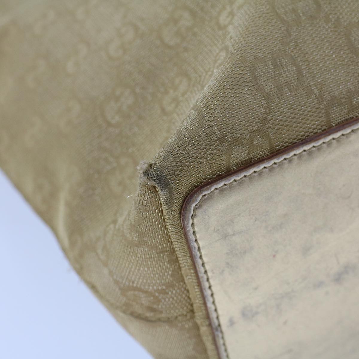 GUCCI GG Canvas Hand Bag Canvas Leather Gold 53657