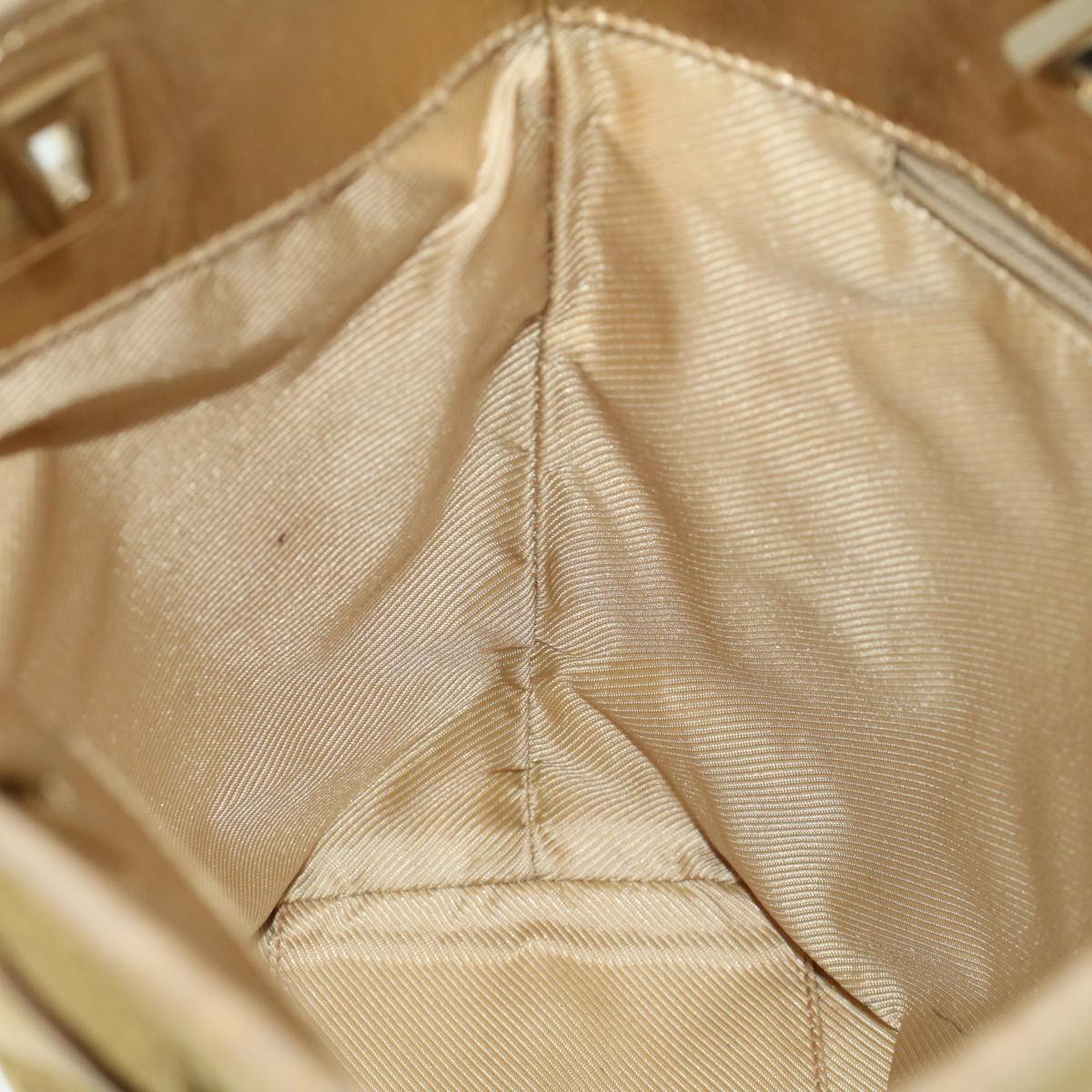 GUCCI GG Canvas Hand Bag Canvas Leather Gold 53657