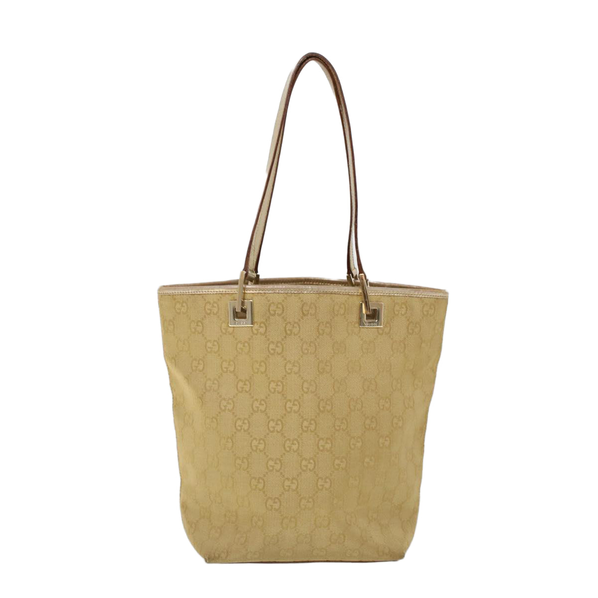 GUCCI GG Canvas Hand Bag Canvas Leather Gold 53657