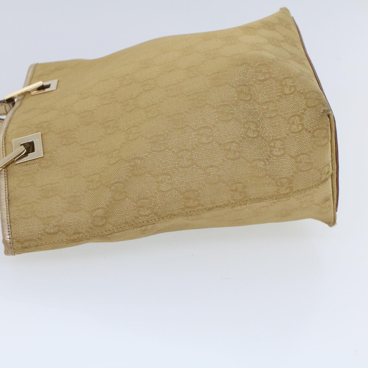 GUCCI GG Canvas Hand Bag Canvas Leather Gold 53657