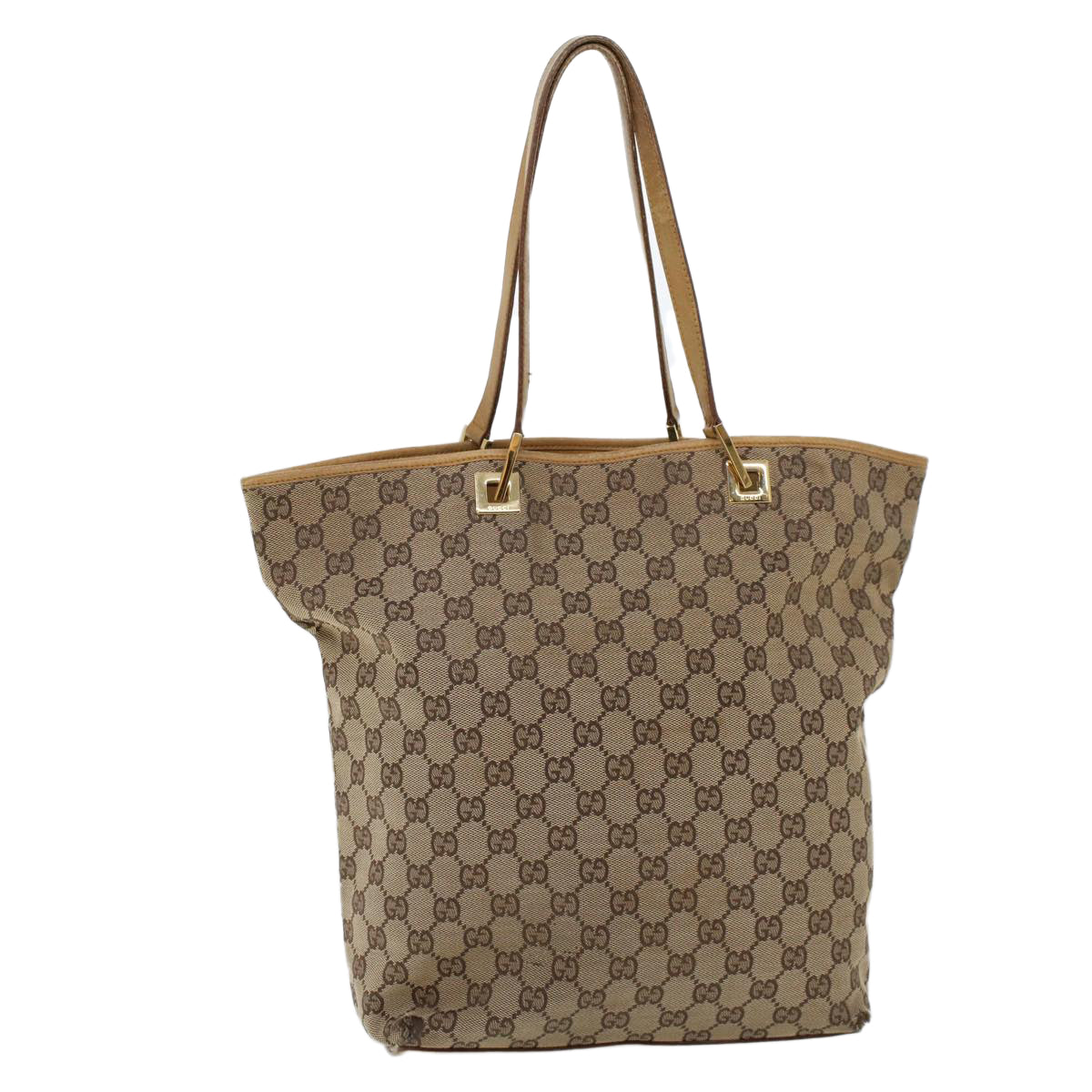 GUCCI GG Canvas Hand Bag Canvas Leather Beige Brown 53658