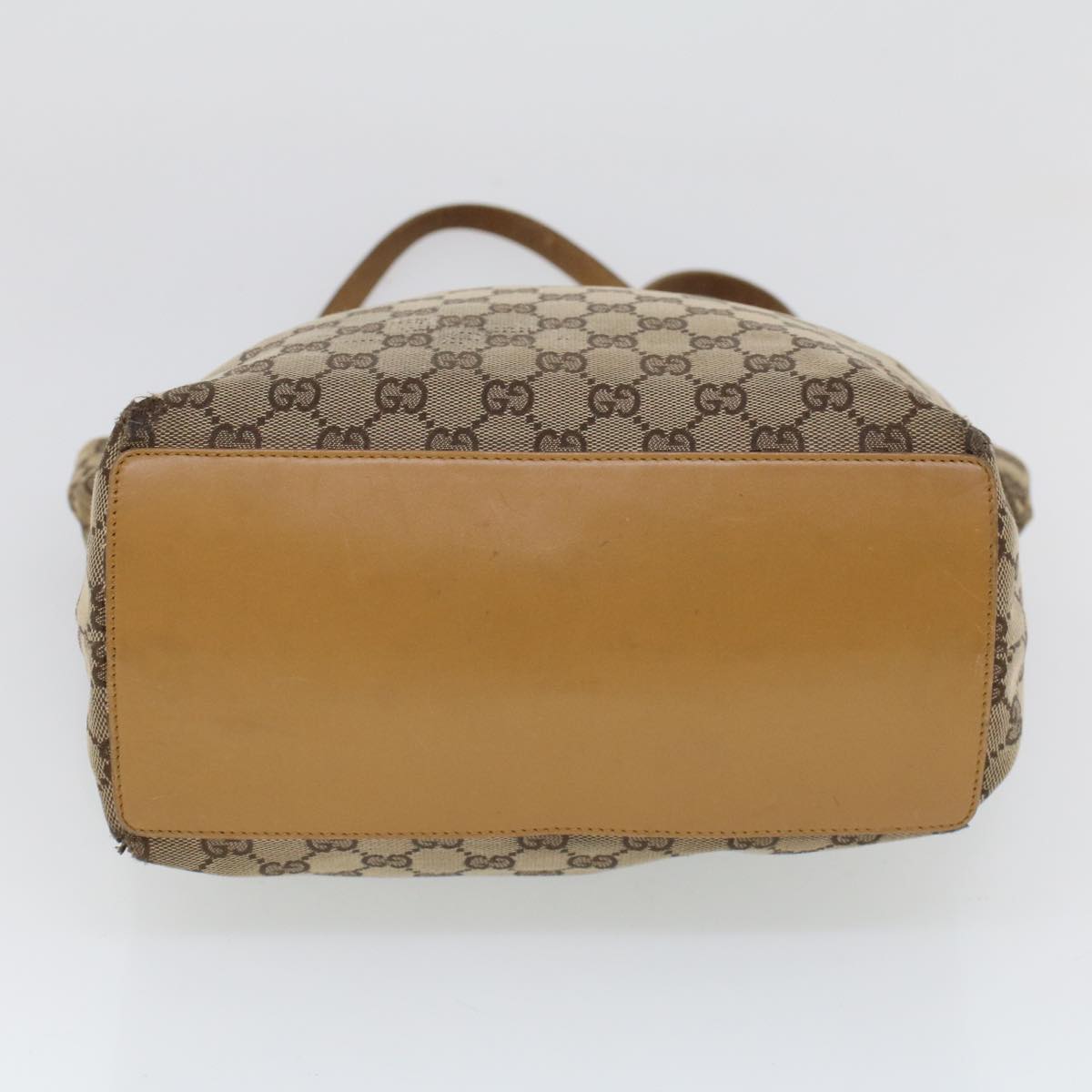 GUCCI GG Canvas Hand Bag Canvas Leather Beige Brown 53658