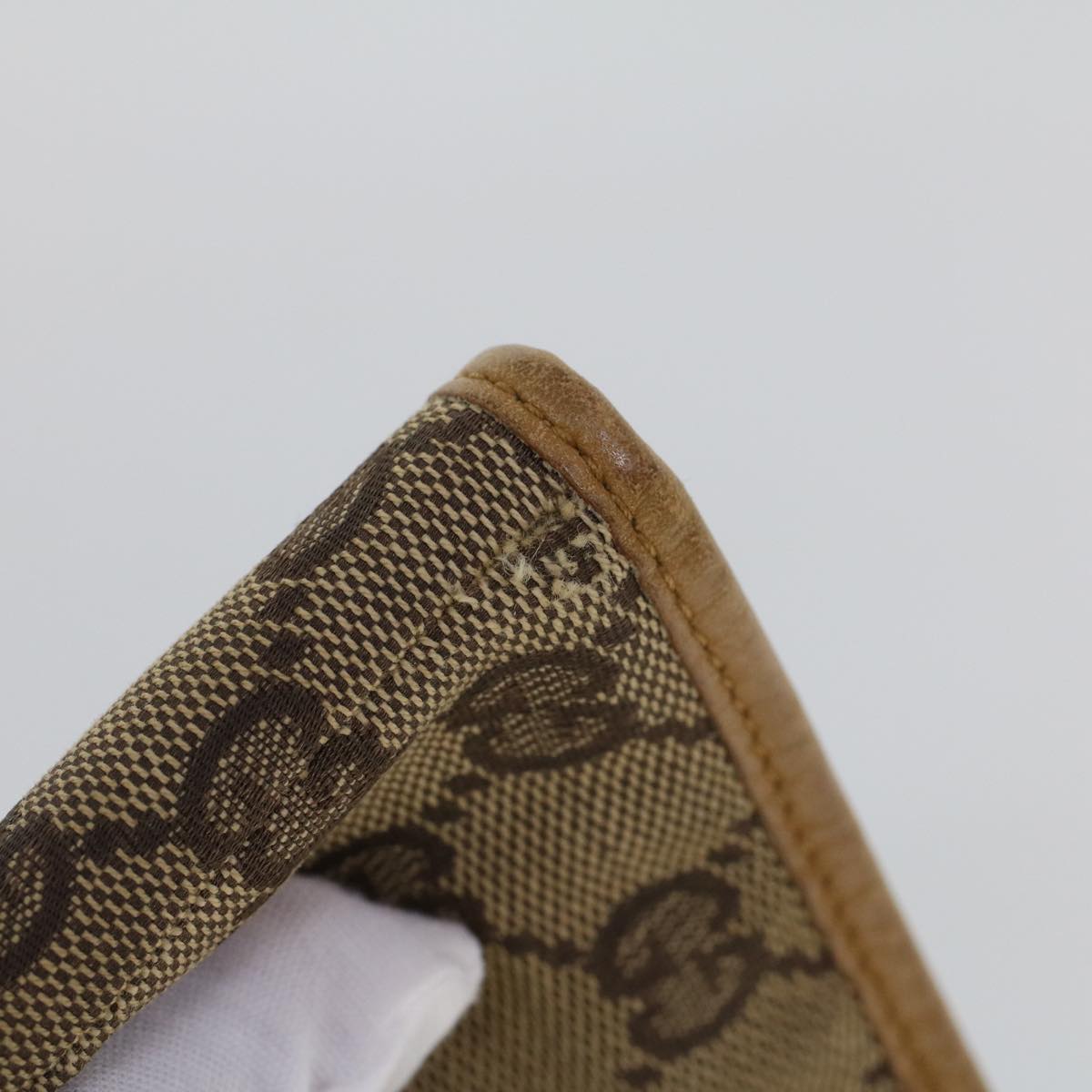 GUCCI GG Canvas Hand Bag Canvas Leather Beige Brown 53658