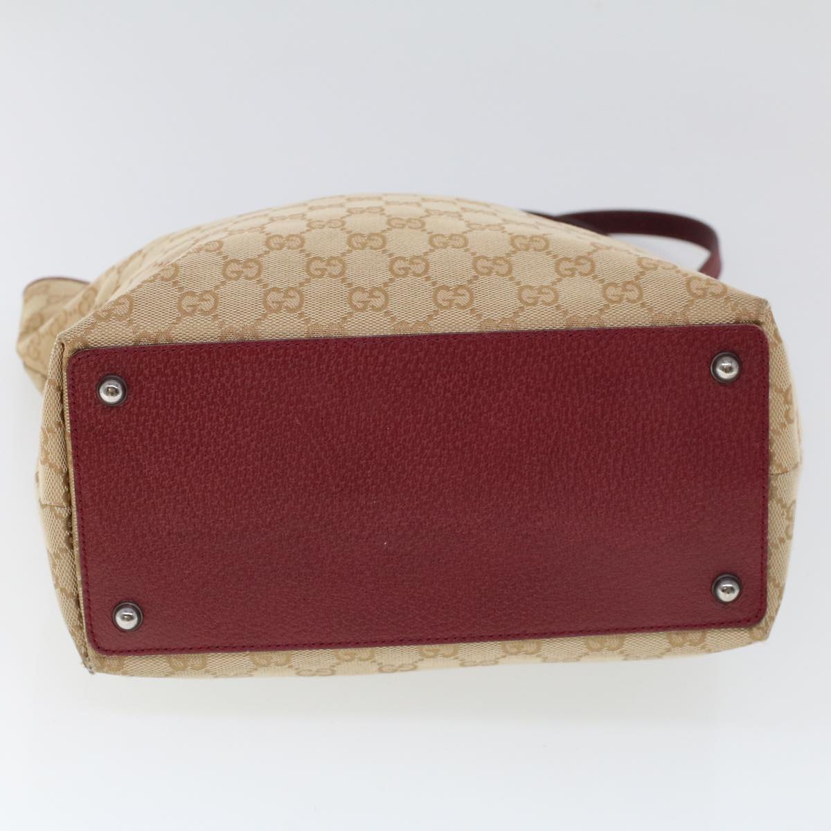 GUCCI GG Canvas Hand Bag Canvas Leather Beige Red 53659