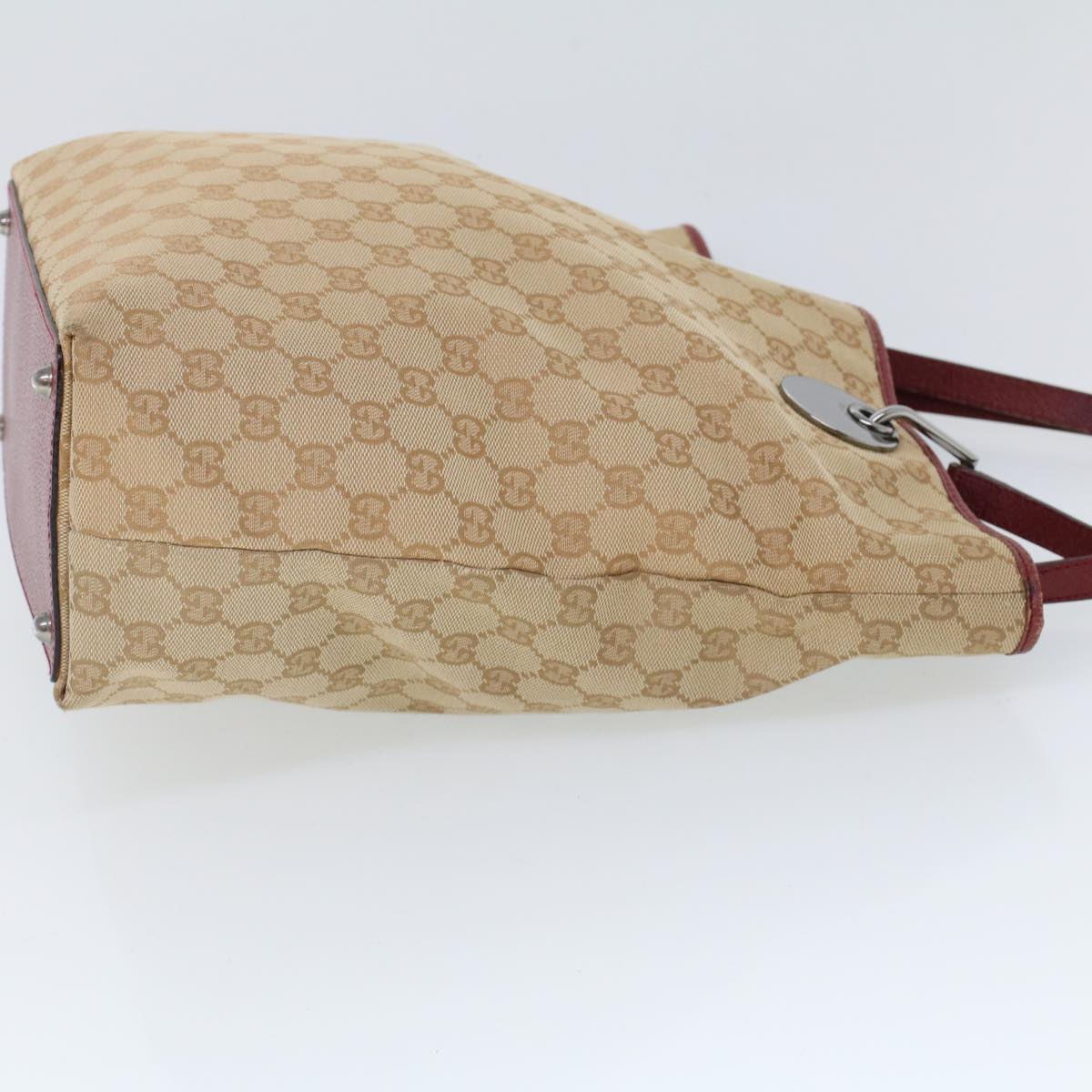 GUCCI GG Canvas Hand Bag Canvas Leather Beige Red 53659