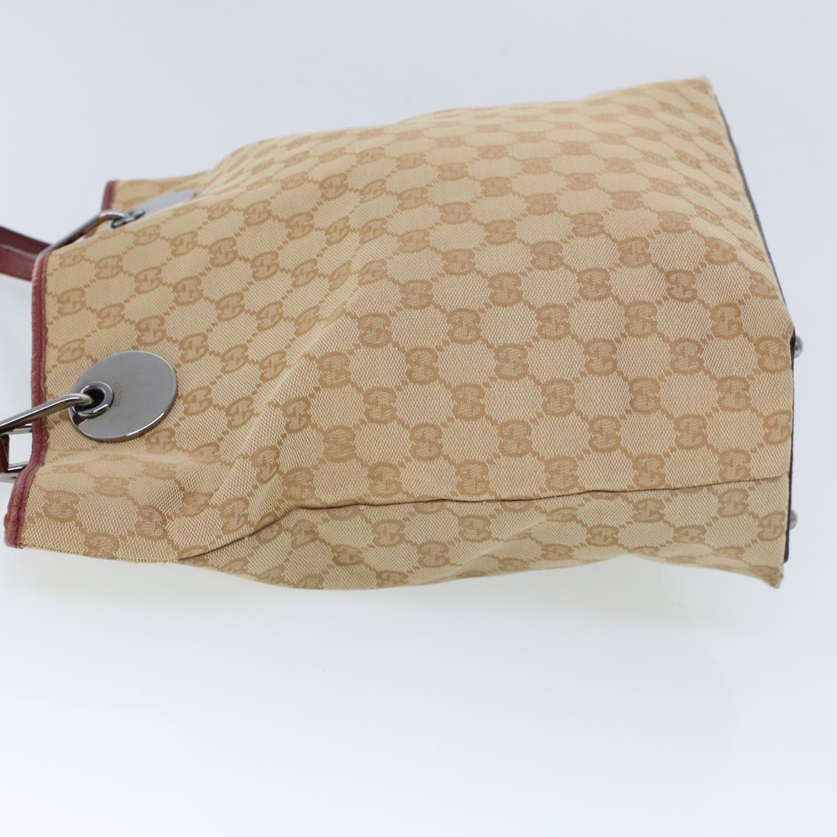 GUCCI GG Canvas Hand Bag Canvas Leather Beige Red 53659