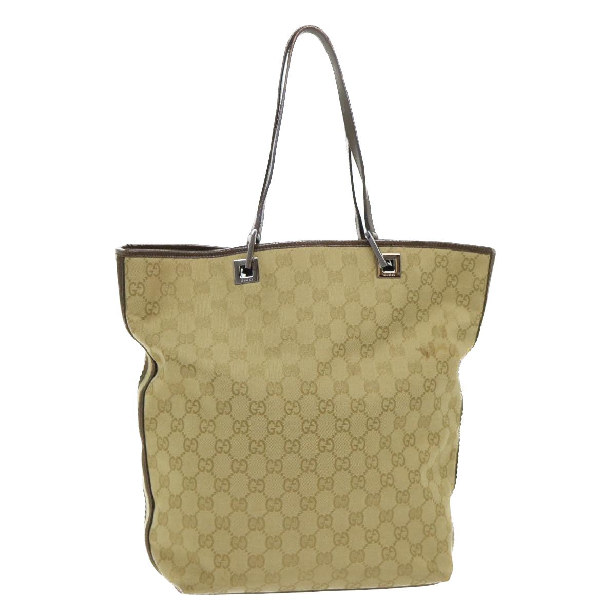 GUCCI GG Canvas Sherry Line Tote Bag Canvas Leather Beige Brown 53660