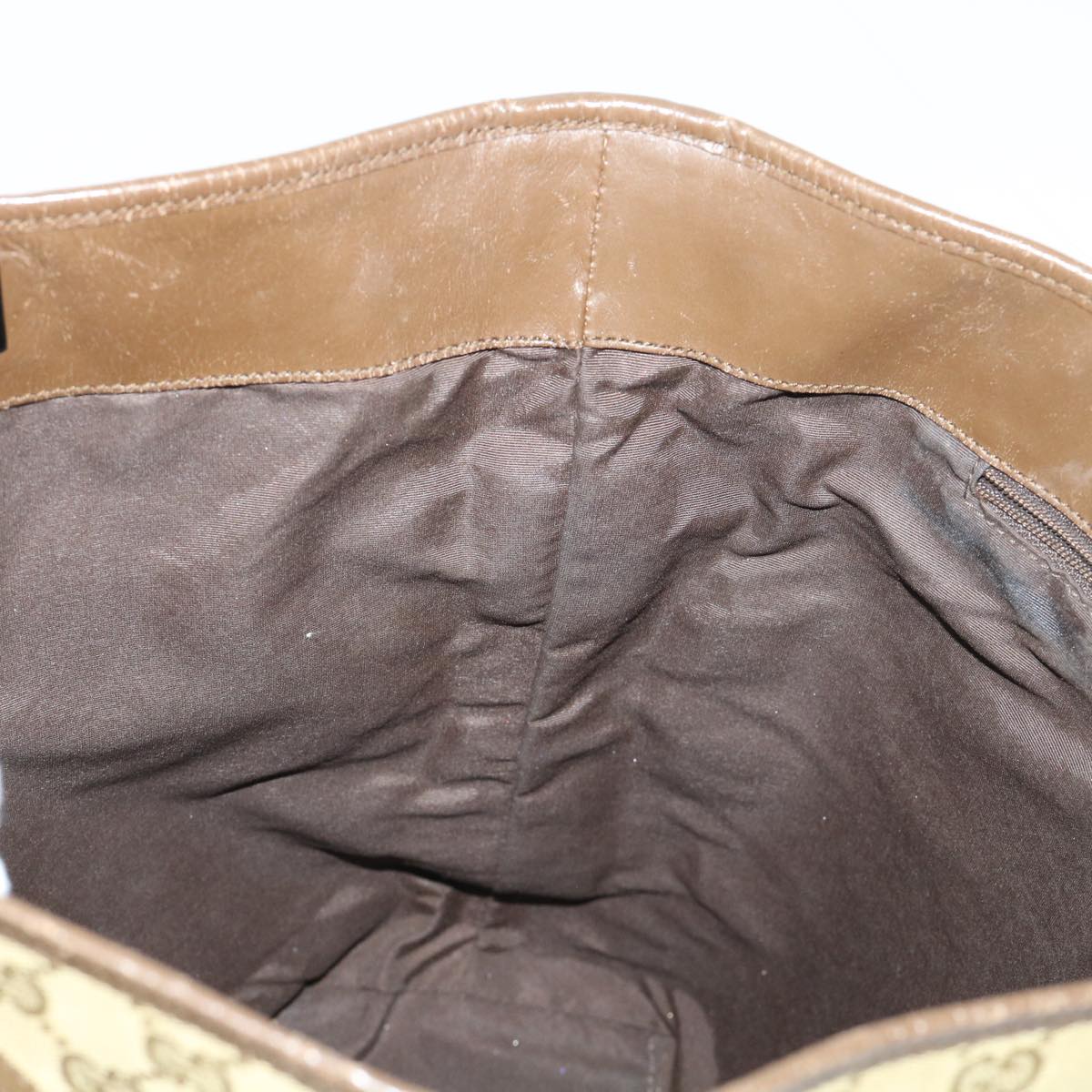 GUCCI GG Canvas Sherry Line Tote Bag Canvas Leather Beige Brown 53660