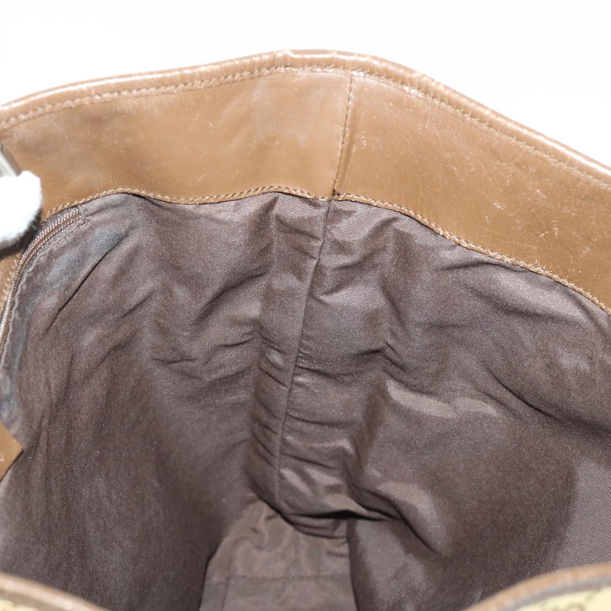 GUCCI GG Canvas Sherry Line Tote Bag Canvas Leather Beige Brown 53660