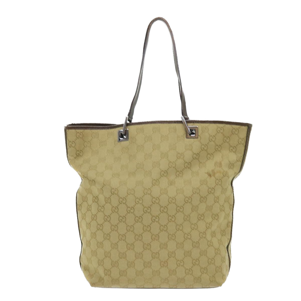 GUCCI GG Canvas Sherry Line Tote Bag Canvas Leather Beige Brown 53660
