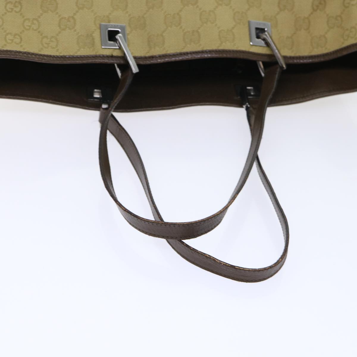 GUCCI GG Canvas Sherry Line Tote Bag Canvas Leather Beige Brown 53660