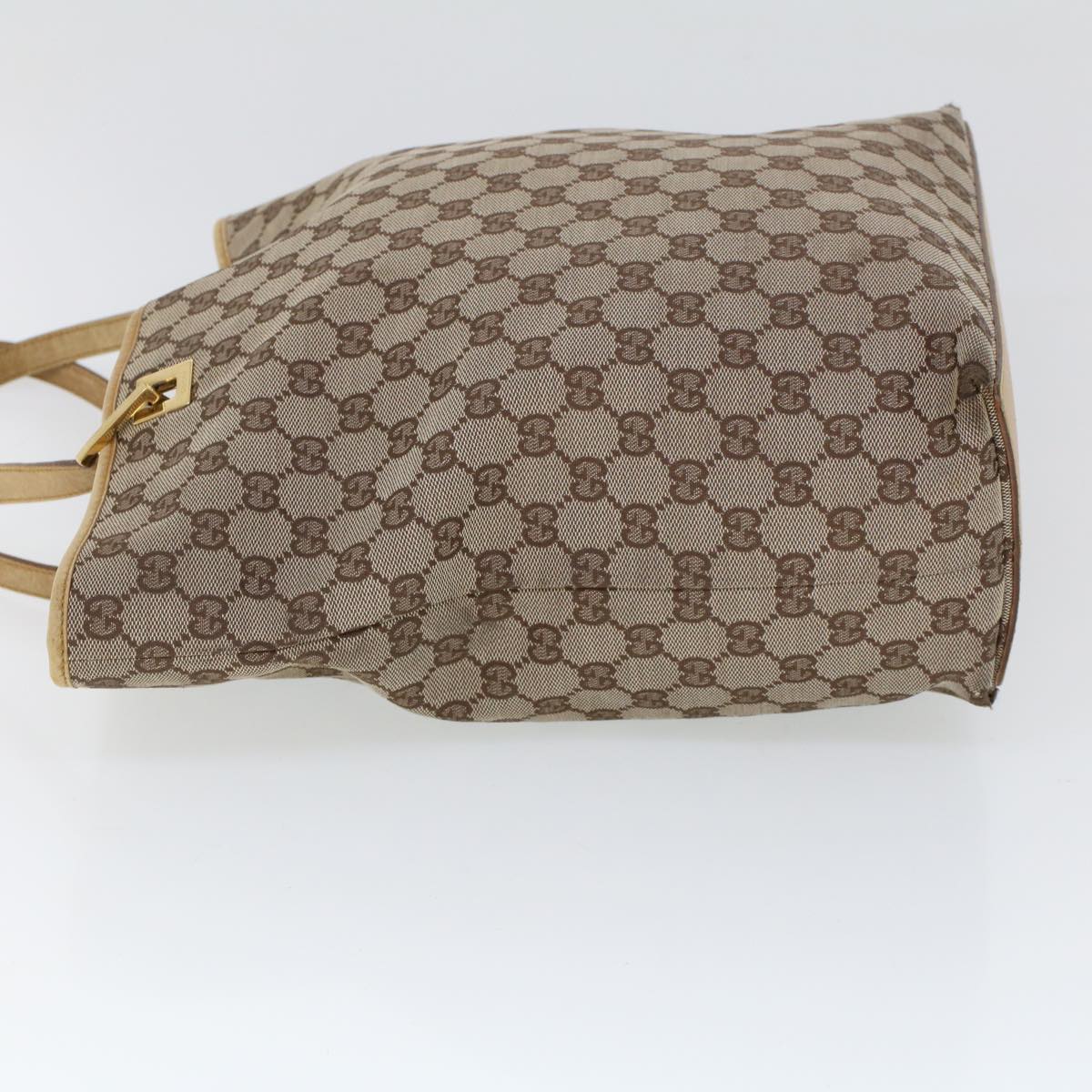 GUCCI GG Canvas Hand Bag Canvas Leather Beige Brown 53661