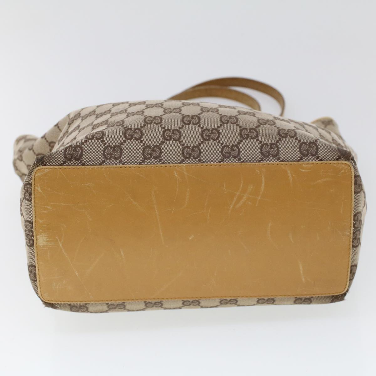 GUCCI GG Canvas Hand Bag Canvas Leather Beige Brown 53661