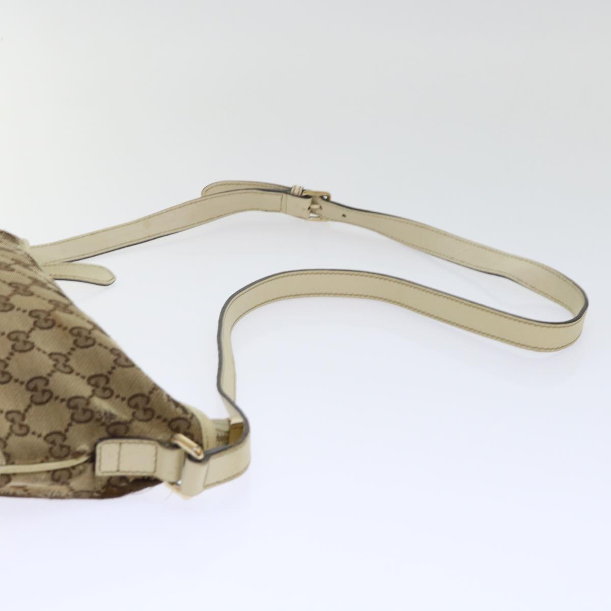 GUCCI GG Canvas Shoulder Bag Beige White 53663