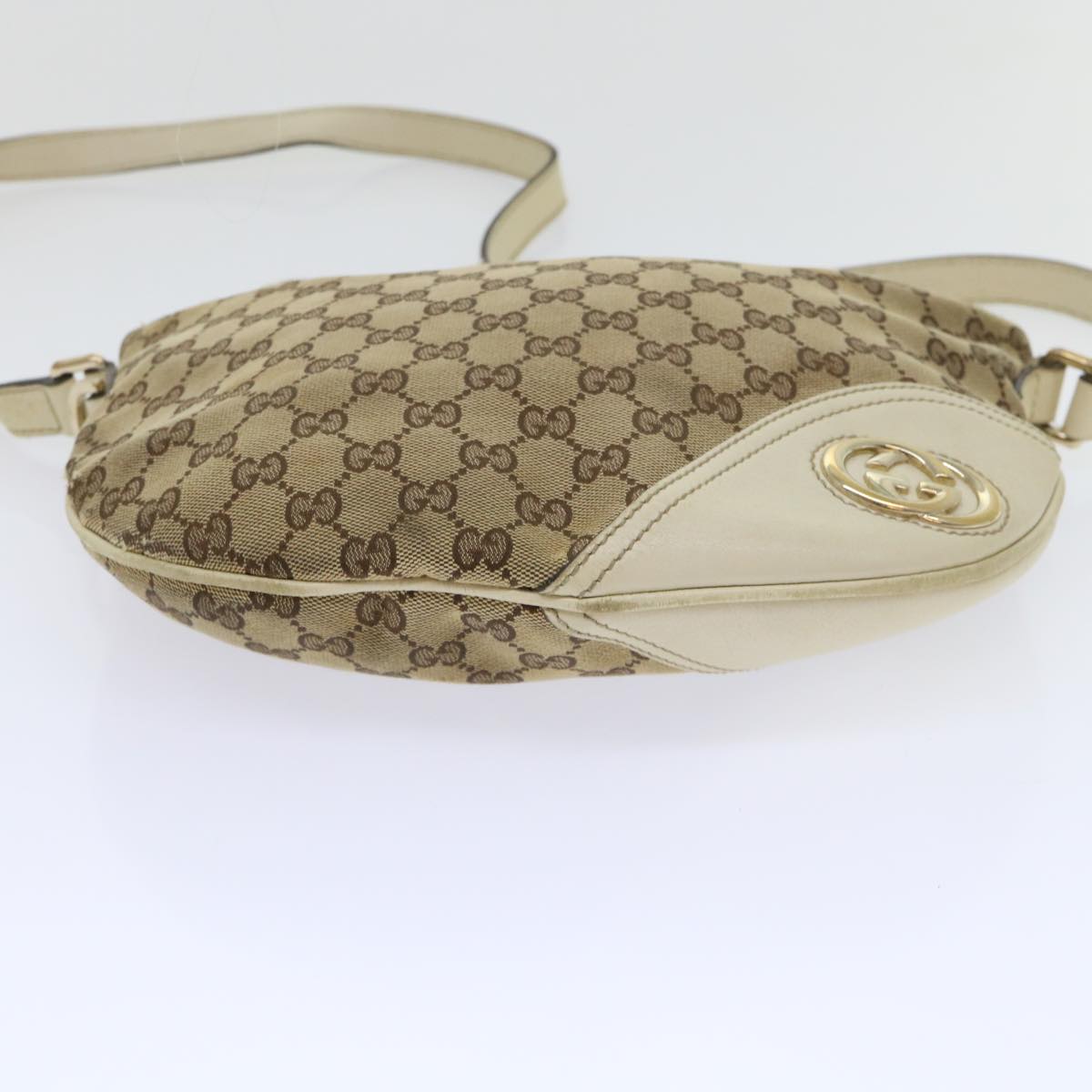 GUCCI GG Canvas Shoulder Bag Beige White 53663