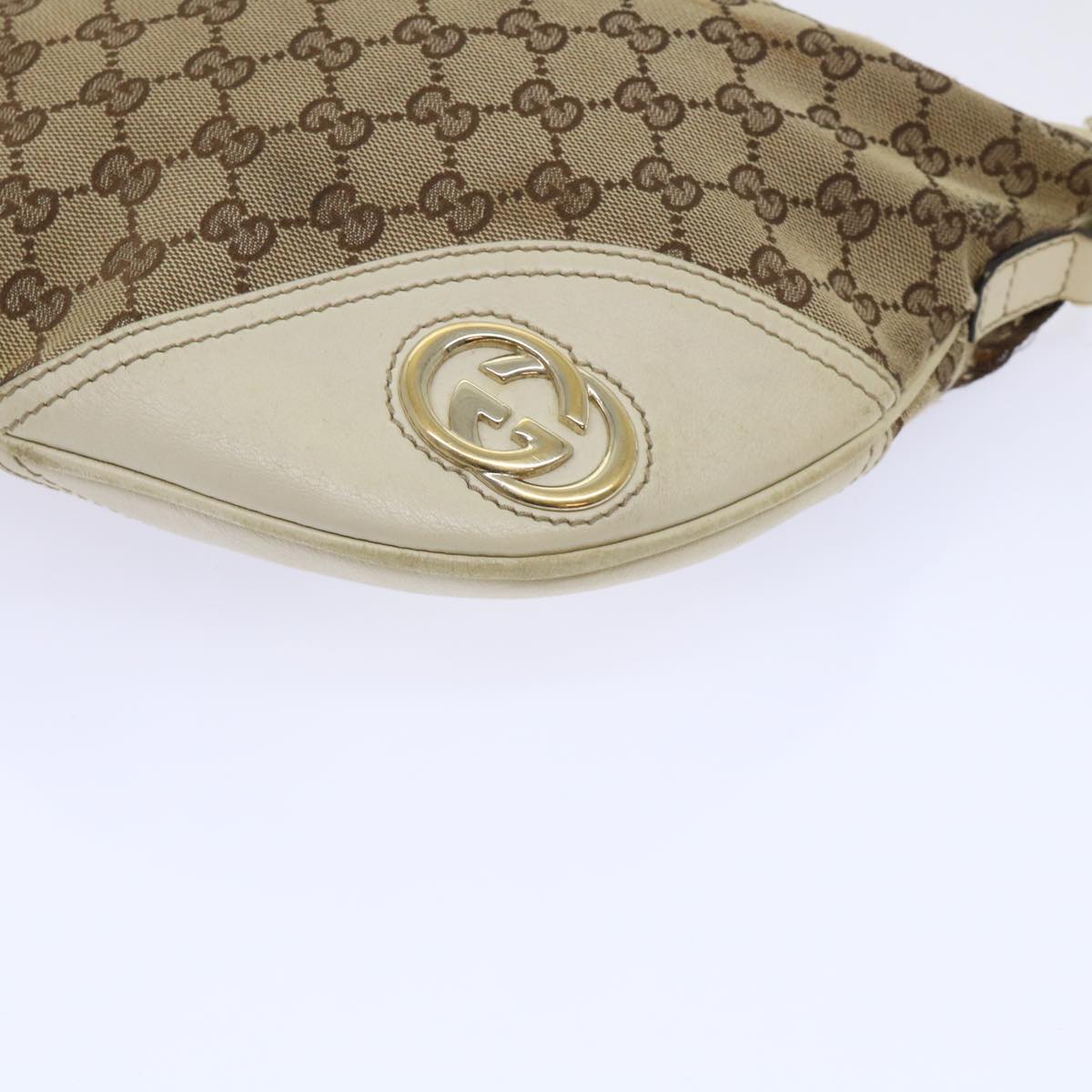GUCCI GG Canvas Shoulder Bag Beige White 53663