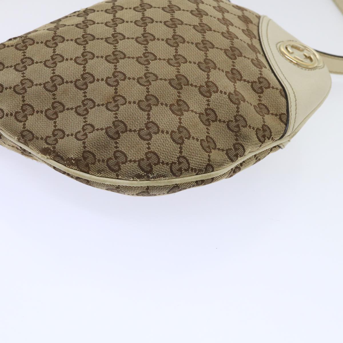 GUCCI GG Canvas Shoulder Bag Beige White 53663
