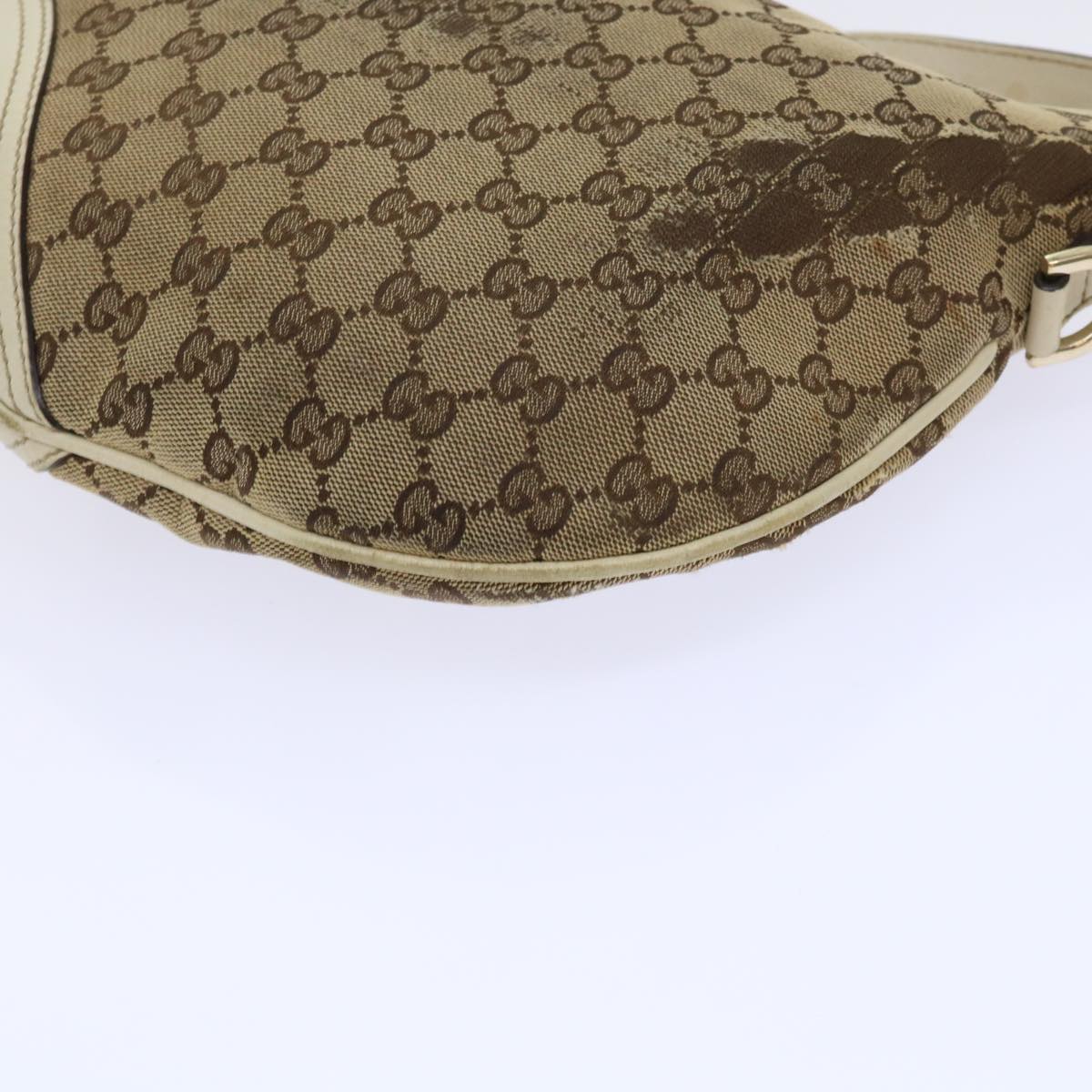 GUCCI GG Canvas Shoulder Bag Beige White 53663