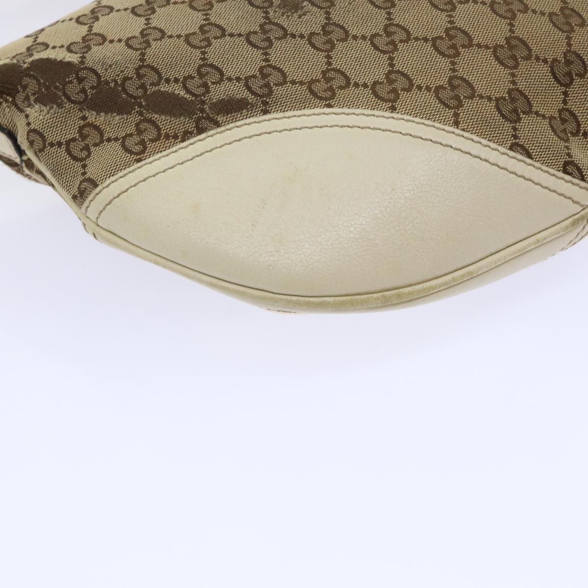 GUCCI GG Canvas Shoulder Bag Beige White 53663