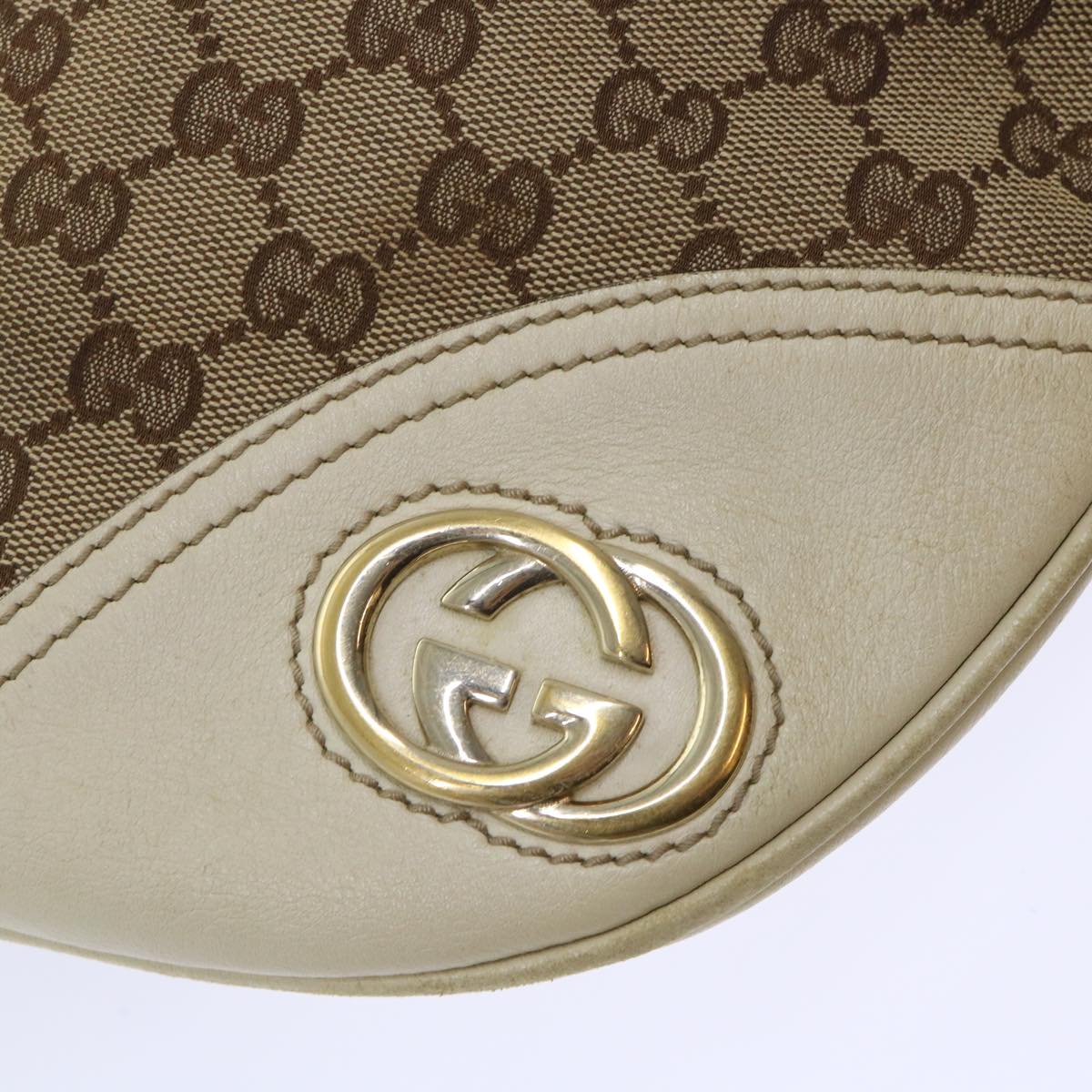 GUCCI GG Canvas Shoulder Bag Beige White 53663